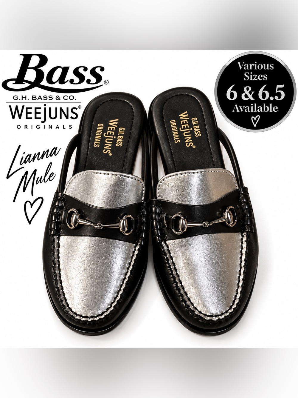 G.H. Bass & Co. Black and Silver Lianna Mule